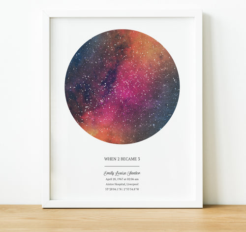 New Baby Naming Day Gifts, The night sky star map print, thoughtful keepsake co