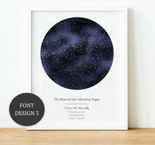 Load image into Gallery viewer, New Baby Naming Day Gifts, The night sky star map print, thoughtful keepsake co
