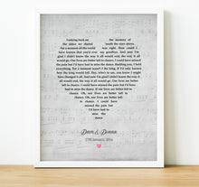 Load image into Gallery viewer, Personalised Anniversary Gifts, Song Lyric Print, Wedding Vows Print, 1st Anniversary Gifts, First Dance Lyrics, Wedding Song Print, thoughtful keepsake co
