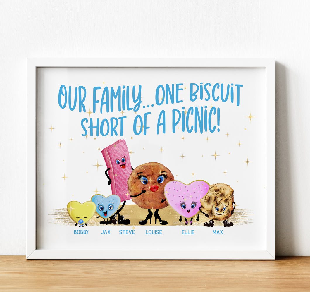 Personalised Family Print, Biscuit Family, Thoughtful Keepsake Co