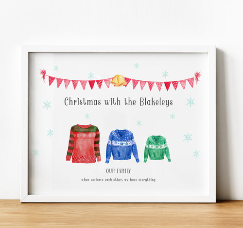 Personalised Family Print, Christmas Family Gifts, Thoughtful Keepsake Co, Christmas decor