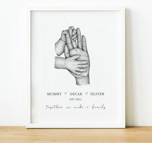 Load image into Gallery viewer, Personalised Family Print, Family Handprints, sentimental gift for mum, thoughtful keepsake co
