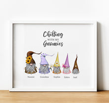 Load image into Gallery viewer, Personalised Family Print, Gnome gift, Chillin with my gnomies,, Thoughtful Keepsake, Personalised Family Gifts
