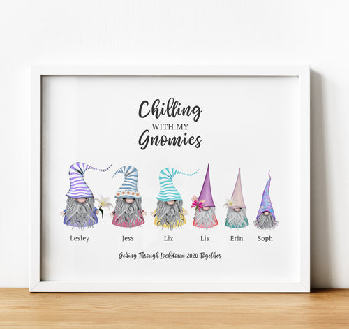 Personalised Family Print, Gnome gift, Chillin with my gnomies,, Thoughtful Keepsake, Personalised Family Gifts