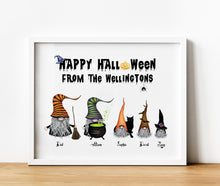 Load image into Gallery viewer, Personalised Family Print, Halloween Gnomes, Autumn Wall Art, Thoughtful Keepsake Co
