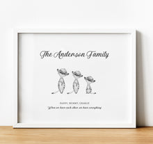 Load image into Gallery viewer, Personalised Family Print,  Meerkat family, for Families, thoughtful keepsake co
