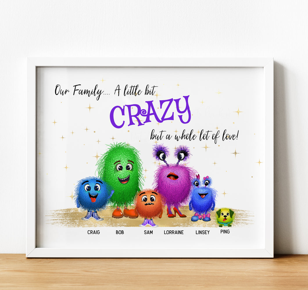 Personalised Family Print, Monster Family, Thoughtful Keepsake Co