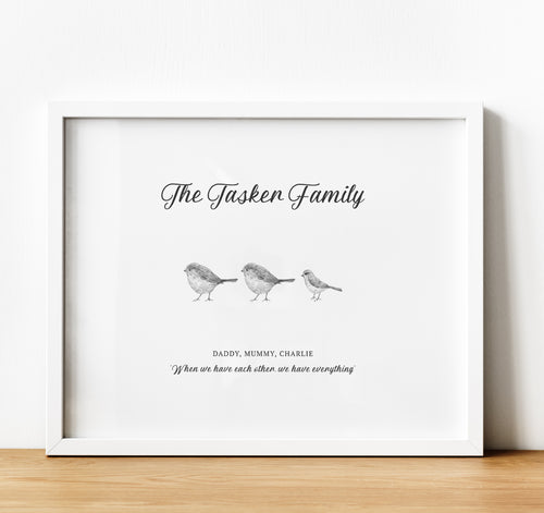 Personalised Family Print,  Robin Gifts, for Families, thoughtful keepsake co