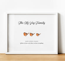 Load image into Gallery viewer, Personalised Family Print,  Robin Gifts, for Families, thoughtful keepsake co
