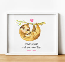 Load image into Gallery viewer, Personalised Family Print, Sloth Family, we made a wish and you came true,  Thoughtful Keepsake
