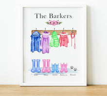 Load image into Gallery viewer, Personalised family print, Welly Boot Family, thoughtful keepsake co
