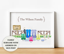 Load image into Gallery viewer, Personalised Family Print, Welly Boot Family, Thoughtful Keepsake Co
