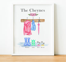 Load image into Gallery viewer, Personalised family print, Welly Boot Family, thoughtful keepsake co
