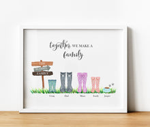 Load image into Gallery viewer, Personalised Family Print, Welly Boot Family, Thoughtful Keepsake Co

