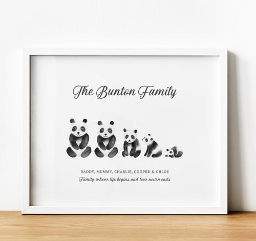 Personalised Family Print,  panda family, for Families, thoughtful keepsake co