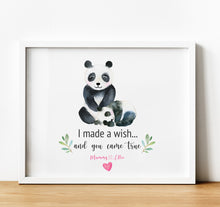 Load image into Gallery viewer, Personalised Family Print, Panda Family, we made a wish and you came true,  Thoughtful Keepsake
