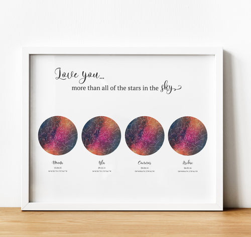 Personalised Gift for Mum, The Night Sky Star Map Print, thoughtful keepsake co 