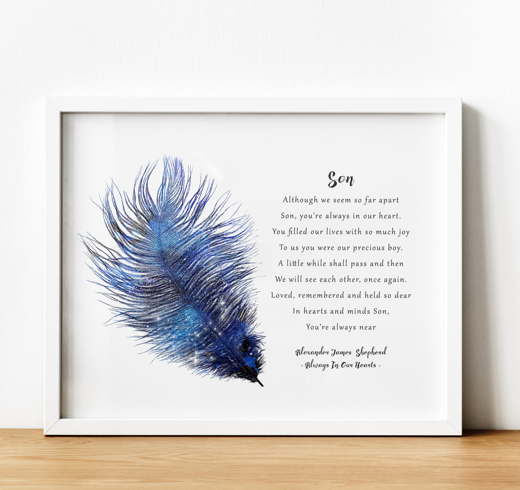 Personalised Memorial Gifts, feather remembrance poem, in loving memory, 1st Anniversary Gifts, thoughtful keepsake co (1)