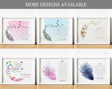 Load image into Gallery viewer, Personalised Memorial Gifts, feather remembrance poem, in loving memory, 1st Anniversary Gifts, thoughtful keepsake co (1)
