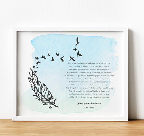 Personalised Memorial Gifts, feather remembrance poem, in loving memory, 1st Anniversary Gifts, thoughtful keepsake co (1)