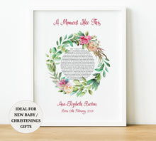 Load image into Gallery viewer, Personalised Nursery Decor,  Song Lyric Print, naming day gifts personalised new baby gifts, thoughtful keepsake co
