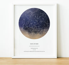 Load image into Gallery viewer, Personalised anniversary gifts, The night sky star map print, 1st Anniversary Gifts, thoughtful keepsake co
