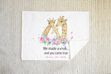 Load image into Gallery viewer, Copy of Personalised Fleece Blanket, Giraffe Family, Personalised New Baby Gifts
